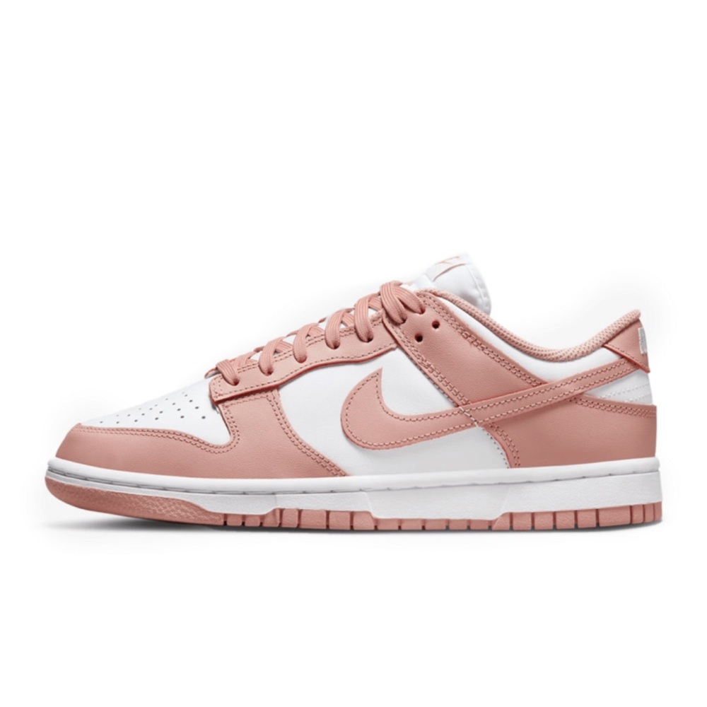 Nike Women's Dunk Low Blush Pink and White Sneakers